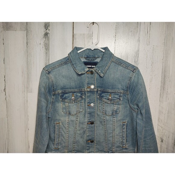 Lands' End Denim Jean Jacket, Women's Size XS (2-4) Blue - Picture 3 of 10